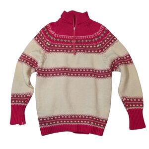 Vintage 100% Wool Half Zip Up Cardigan - Knit Cardigan